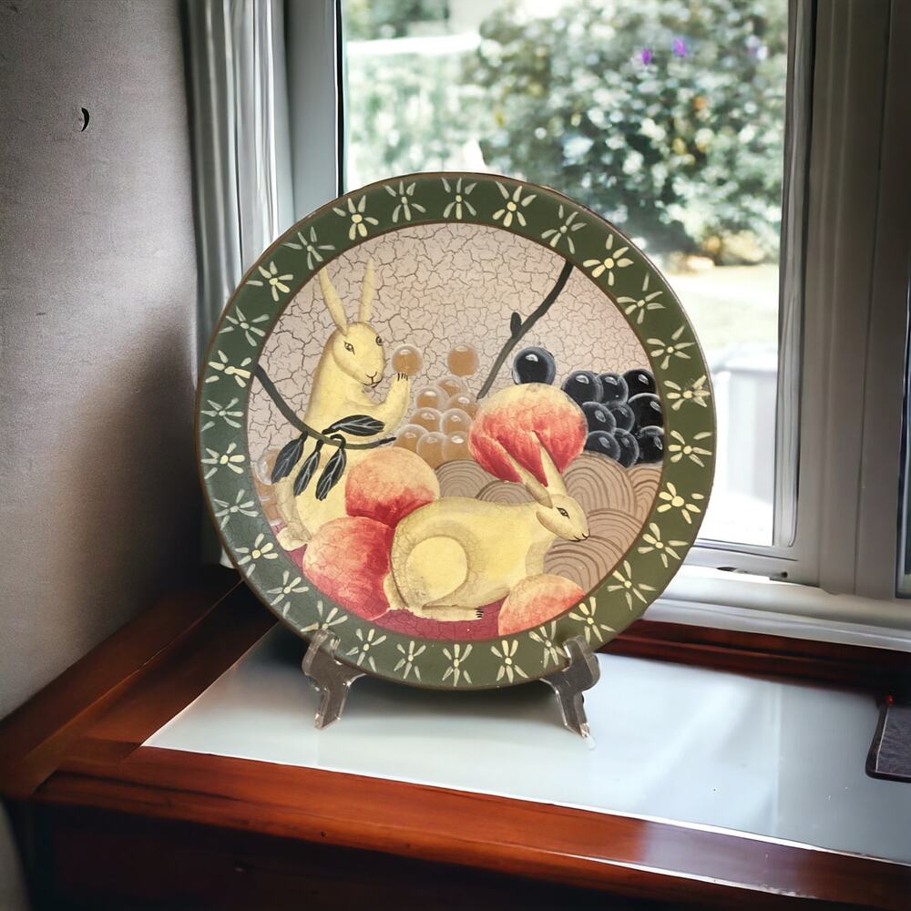 Vintage Br'er Rabbit by Gear 1995 Collector Plate, 10” Folk Art Rabbit Plate